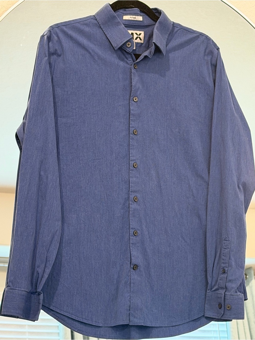 Express Men's Dark Blue Button-Down Dress Shirt